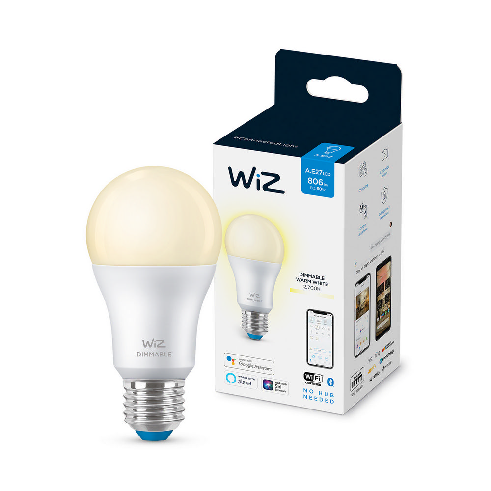 Wiz A60 Whites bombilla inteligente wifi blanco e27 dimmable bluetooth 8w 60w luz regulable y control por