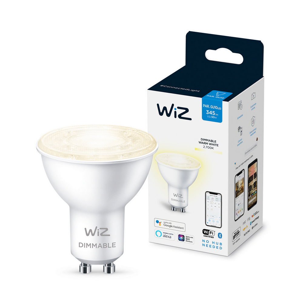 Bombilla Inteligente Wiz gu10 50w luz blanca regulable wifi y bluetooth control por voz foco dimmable spot par16 4.9w