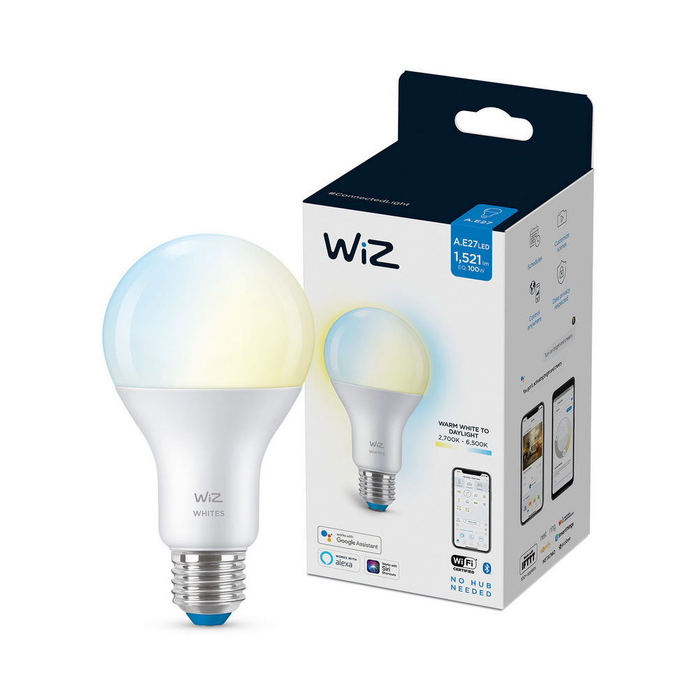 Wiz A67 Whites bombilla led wifi e27 blanco cálidoneutro inteligente bluetooth 13w 100w luz y control por