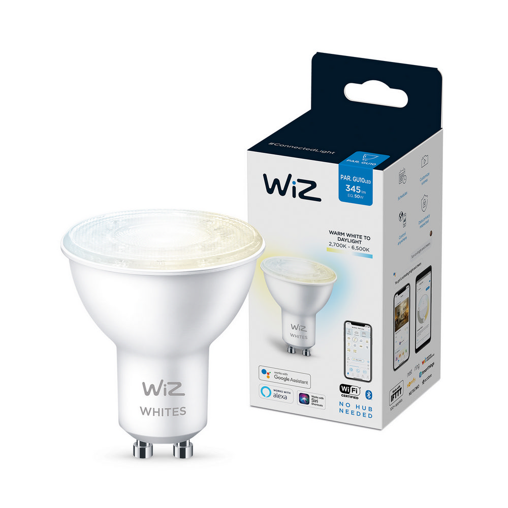 Wiz Gu10 Whites bombilla inteligente wifi blanco cálidoneutro 50w luz blanca y bluetooth control por voz foco spot par16 4.9w