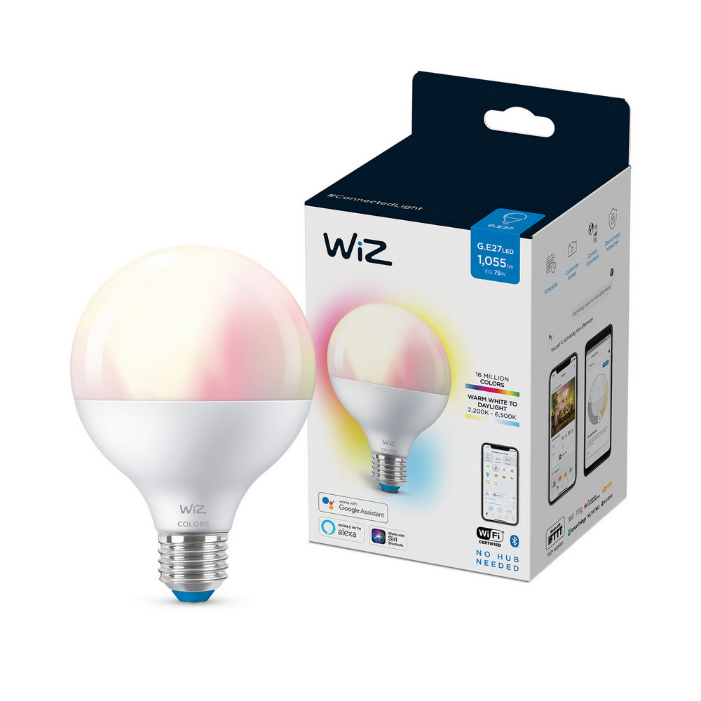 Bombilla Inteligente Wiz g95 colors e27 11w wifi rgbw globo y bluetooth luz blanca control por voz 75w