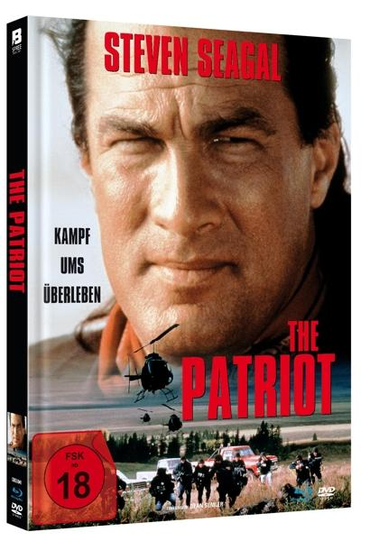 The Patriot Blu-ray Cover. Mit Steven Seagal und einem Hubschrauber. Der Filmtitel ist sichtbar.