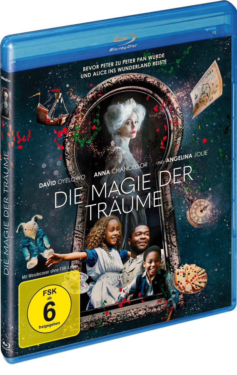 Filmcover: Schauspieler in einem Schlüsselloch, Titel 'Die Magie der Träume'. Blu-ray-Disc.