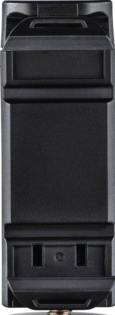 Supporto per smartphone nero, orientamento verticale. Presenta un design rettangolare.