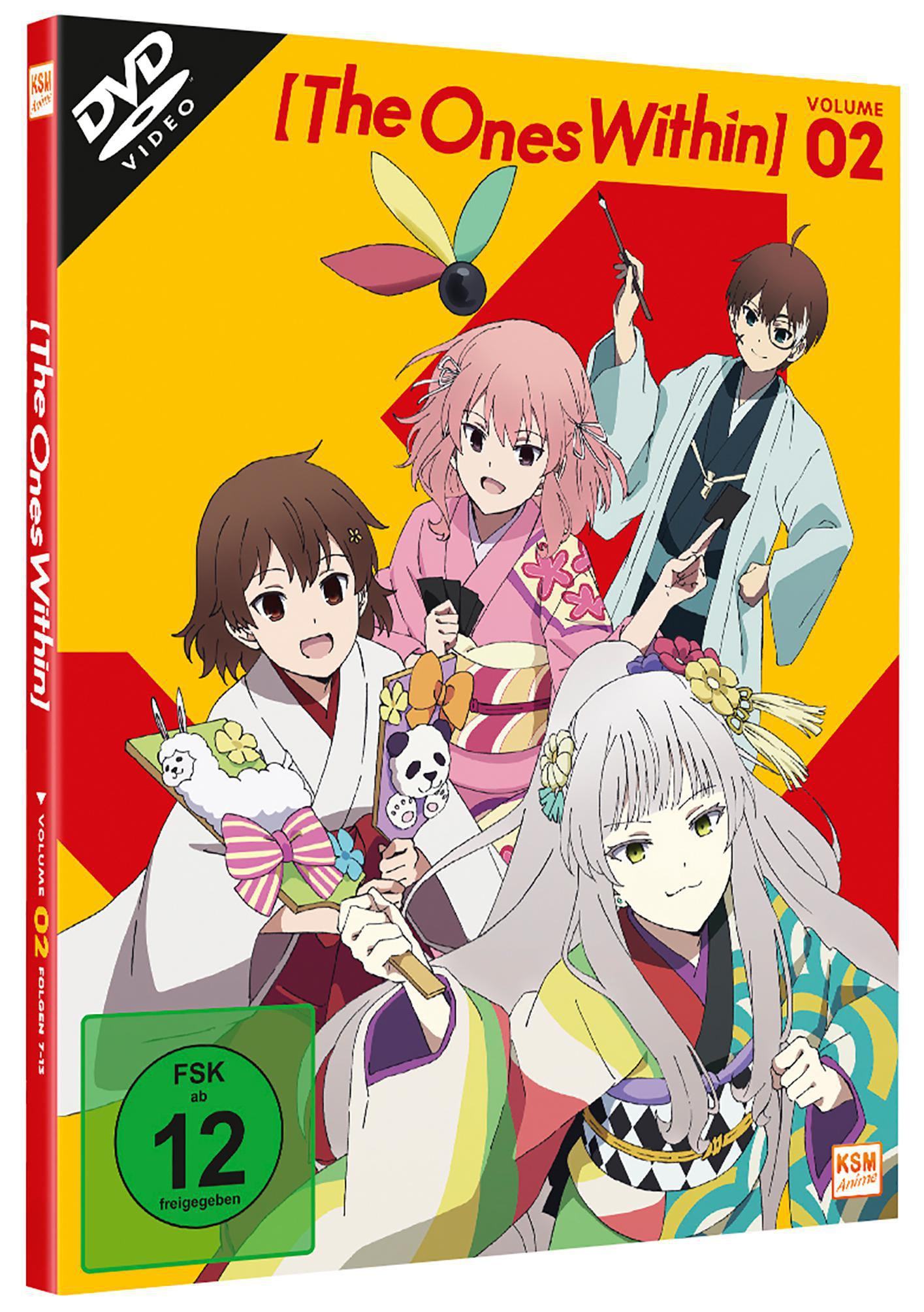 DVD-Cover mit Anime-Charakteren auf gelbem Hintergrund.