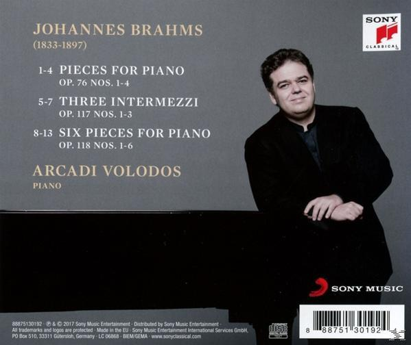 Johannes Brahms zenéjének CD-borítója. Férfi öltönyben, szöveg balra. Fehér háttér.