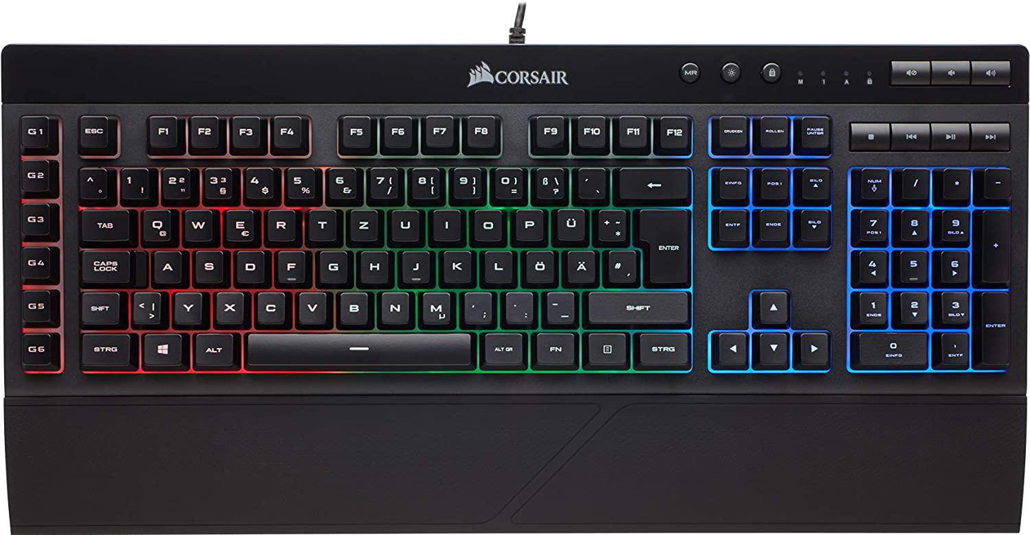 kabelgebunden, CORSAIR Tastatur, Rubberdome, Schwarz K55 RGB, Gaming