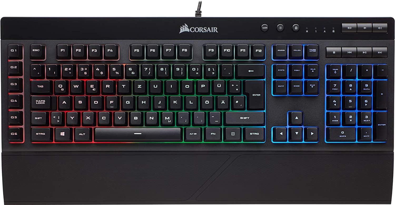 CORSAIR K55 RGB, Gaming Tastatur, Rubberdome, kabelgebunden, Schwarz
