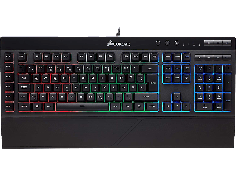 CORSAIR K55 RGB, Gaming Tastatur, Rubberdome, kabelgebunden, Schwarz