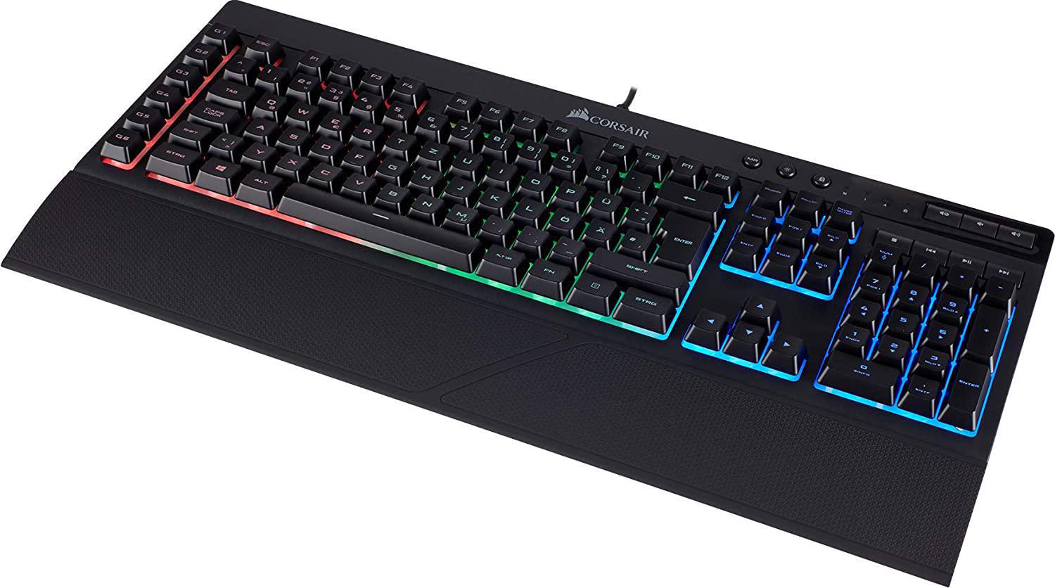 CORSAIR K55 RGB, Gaming Tastatur, Rubberdome, kabelgebunden, Schwarz