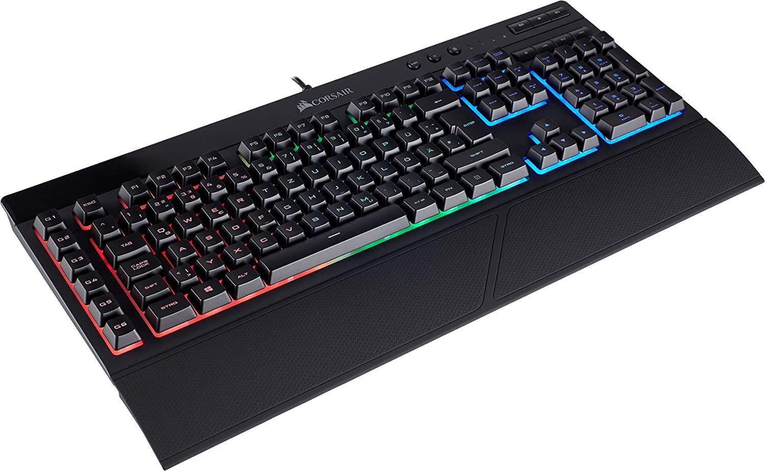 CORSAIR K55 RGB, Gaming Tastatur, Rubberdome, kabelgebunden, Schwarz