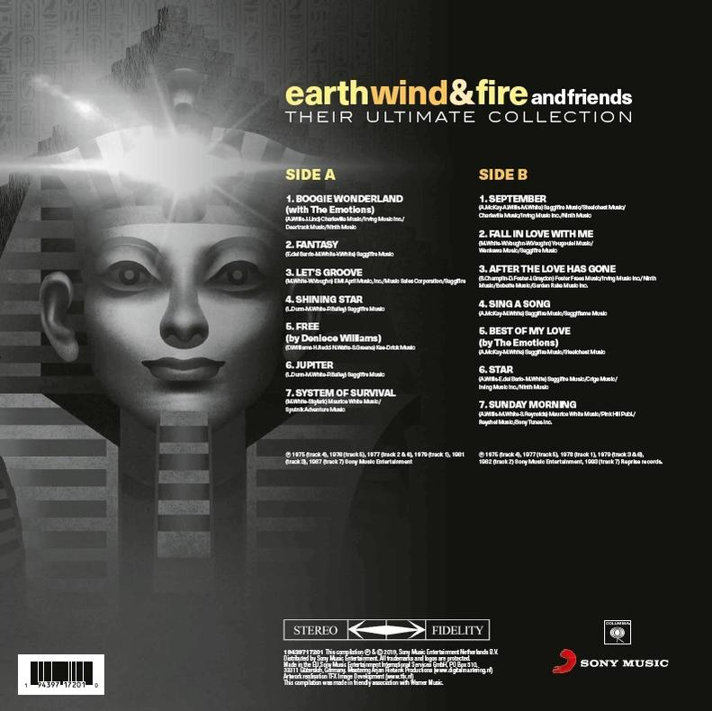 Pochette de l'album 'Their Ultimate Collection' d'Earth, Wind & Fire avec les détails de l'album.