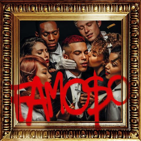 Pochette d'album. Pochette célèbre. Des gens autour du visage d'un homme avec graffiti rouge.