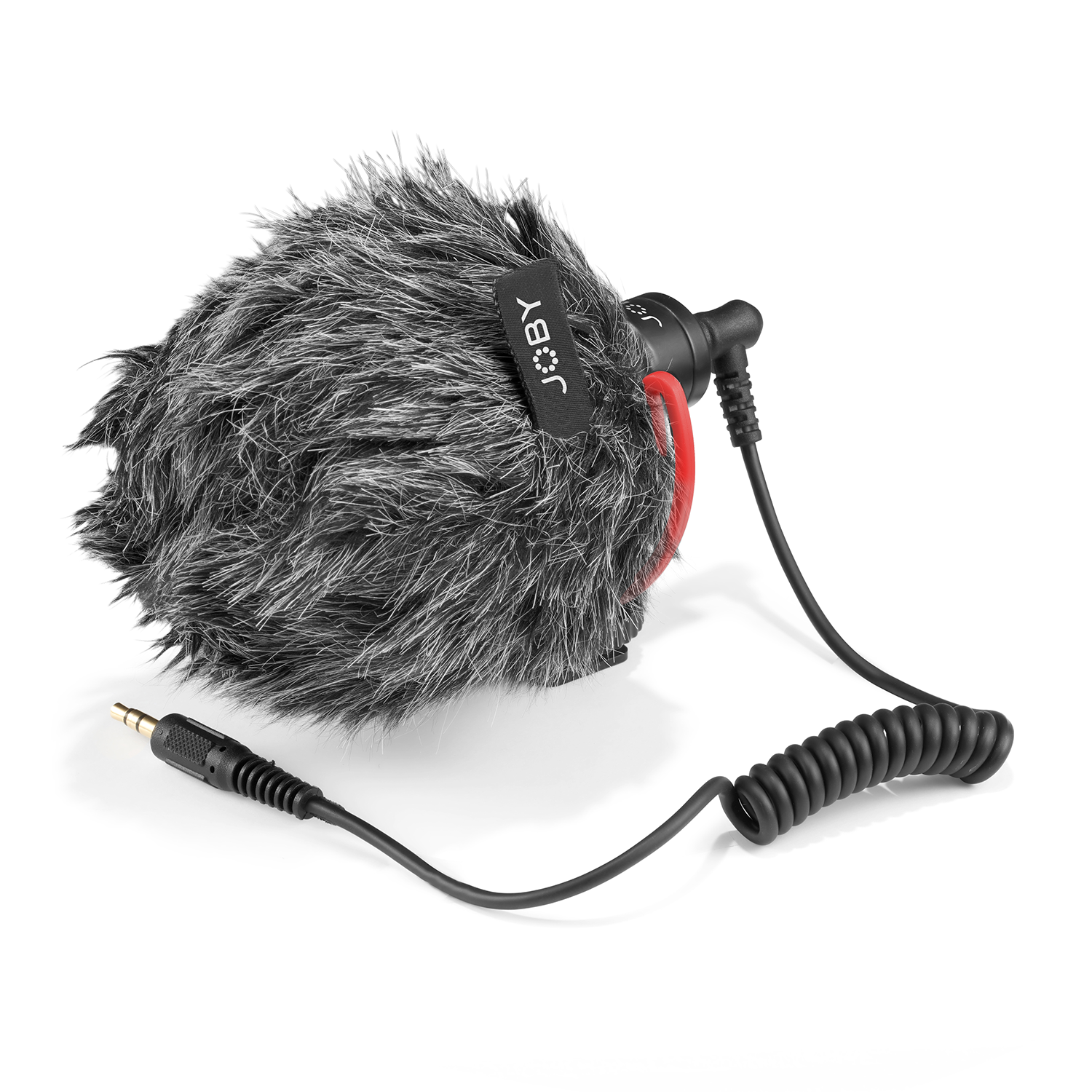 A Joby microphone with a furry wind screen.