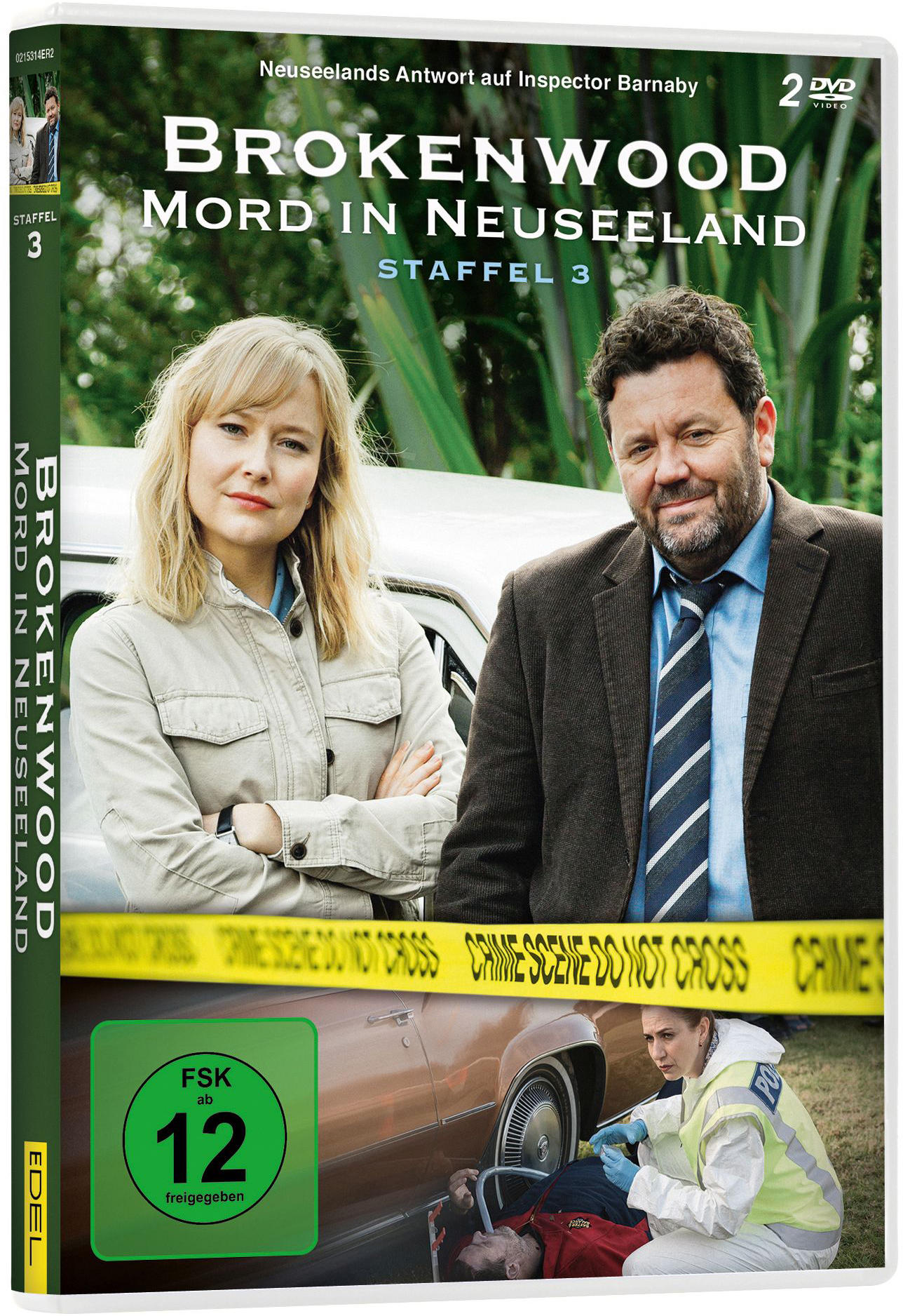 DVD-Cover für einen Film, der zwei Personen zeigt. Der Titel lautet 'Brokenwood'.