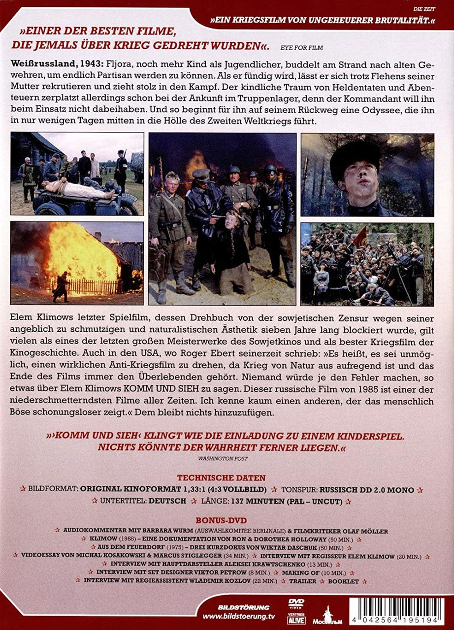 Deutscher Filmplakat mit Text und Bildern eines Kriegsfilms und einem brennenden Gebäude.