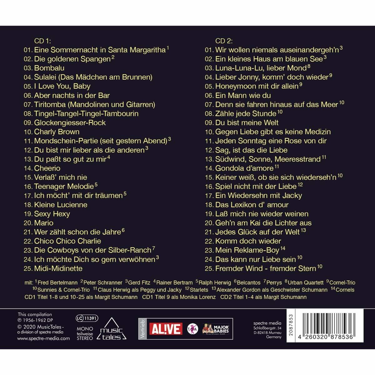 Album-Rückseite, Text auf Deutsch. Titelliste, CD-Info, Credits und Barcode.
