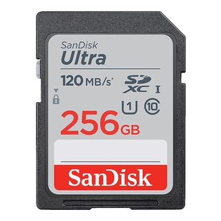 SANDISK Ultra - Speicherkarte  (256 GB, 120 MB/s, Grau/Rot)