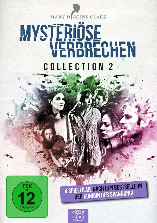 DVD-Hülle, 'Mysteriöse Verbrechen', mehrere Personen, Drama, dunkler Hintergrund, Sammlung.