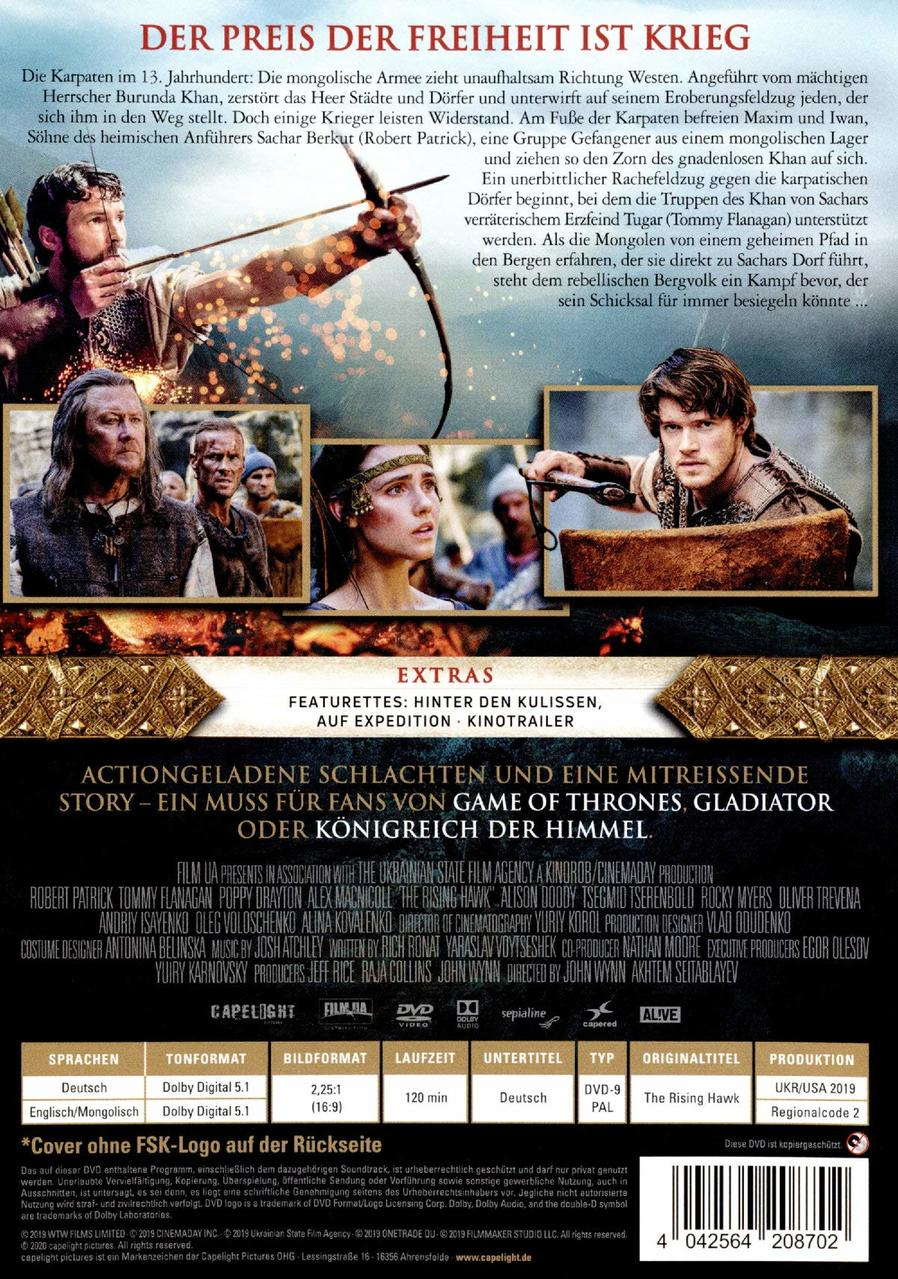 DVD-Cover mit Filmtitel und Schauspielern, einem Bogenschützen und einer Kampfszene.