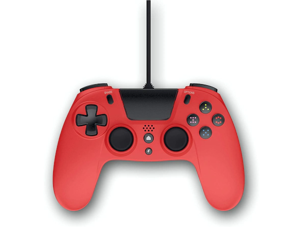 Mando - Gioteck VX4, Para PS4 o PC, Con cable, Ergonómico, Rojo