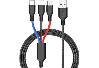 CELLECT 3-in-1 adatkábel, micro USB+Type-c+lightning,1.2 m