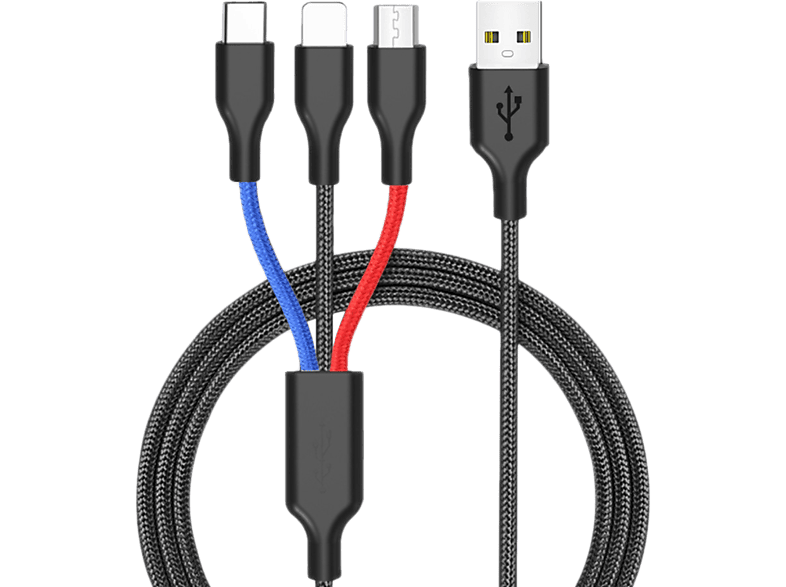 CELLECT 3-in-1 adatkábel, micro USB+Type-c+lightning,1.2 m