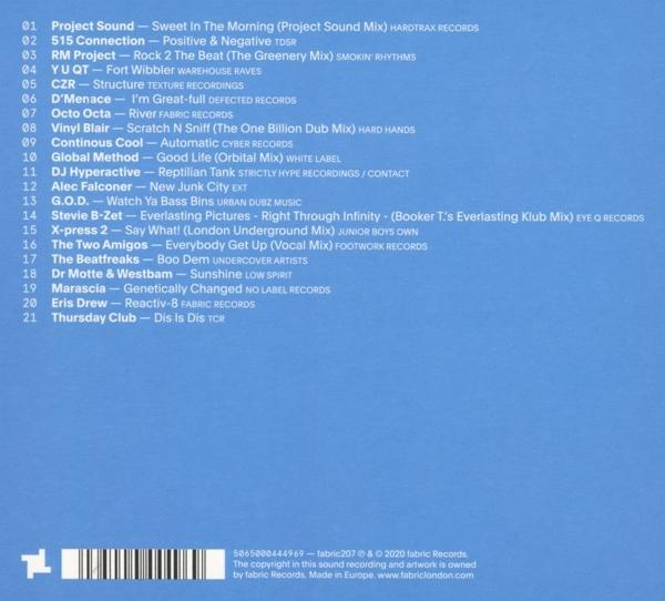 Blauer Hintergrund mit weißem Text, der Musiktitel und Künstler auflistet.