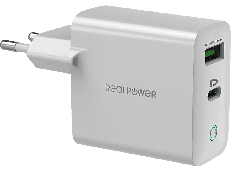REALPOWER PC-20 Ladeadapter Apple, Samsung, 20 12 Huawei und Weiß Watt, mehr, Volt