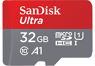 SANDISK Ultra - Carte mémoire  (32 GB, 120 MB/s, Gris/Rouge)