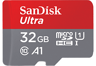 SANDISK Ultra - Scheda di memoria  (32 GB, 120 MB/s, Grigio/Rosso)