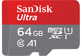 SANDISK Ultra - Carte mémoire  (64 GB, 120 MB/s, Gris/Rouge)