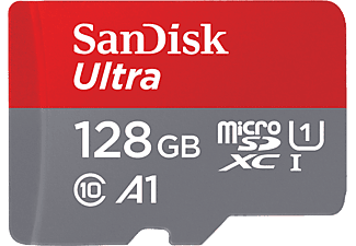 SANDISK Ultra - Carte mémoire  (128 GB, 120 MB/s, Gris/Rouge)