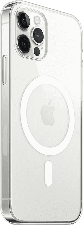 Átlátszó telefontok, MagSafe kör, fehér háttér.