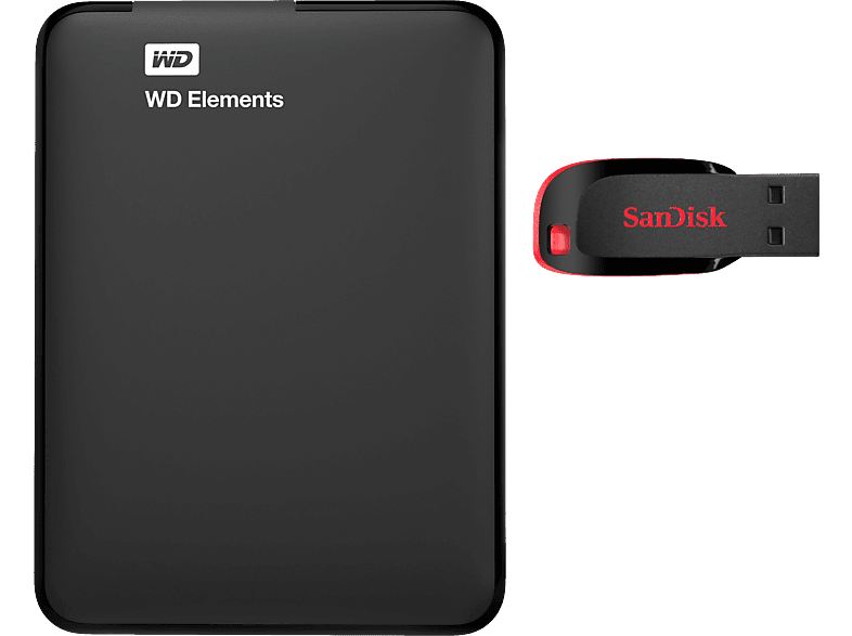 WESTERN DIGITAL Elements HDD 1TB + SanDisk 32 GB Stick