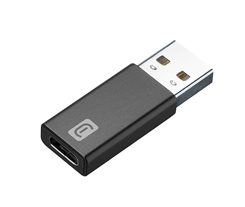 Ein schwarzer USB-C-zu-USB-A-Adapter.