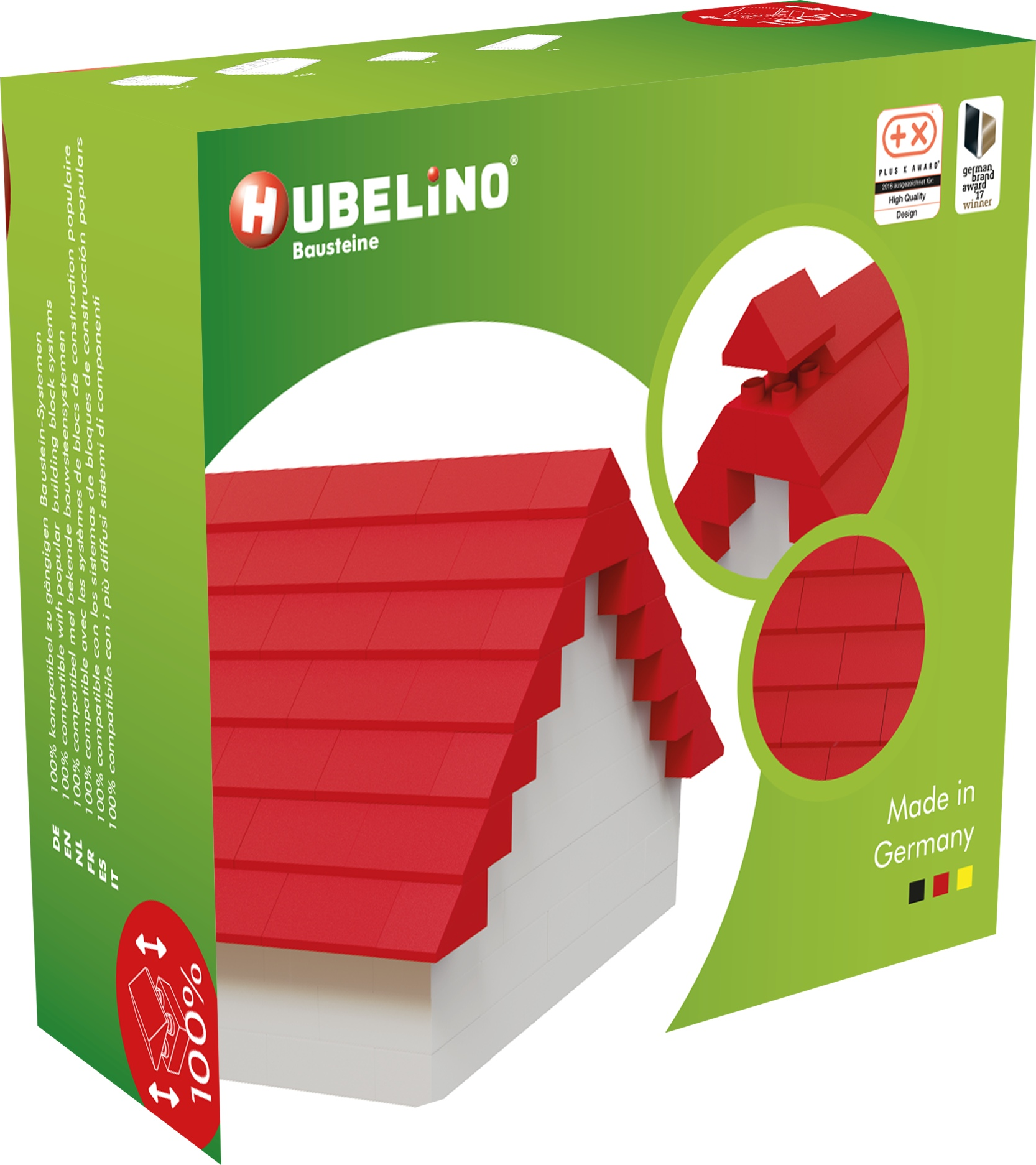 HUBELINO Ensemble de pièces de construction de toit (68 pièces) - Blocs de construction (Rouge)