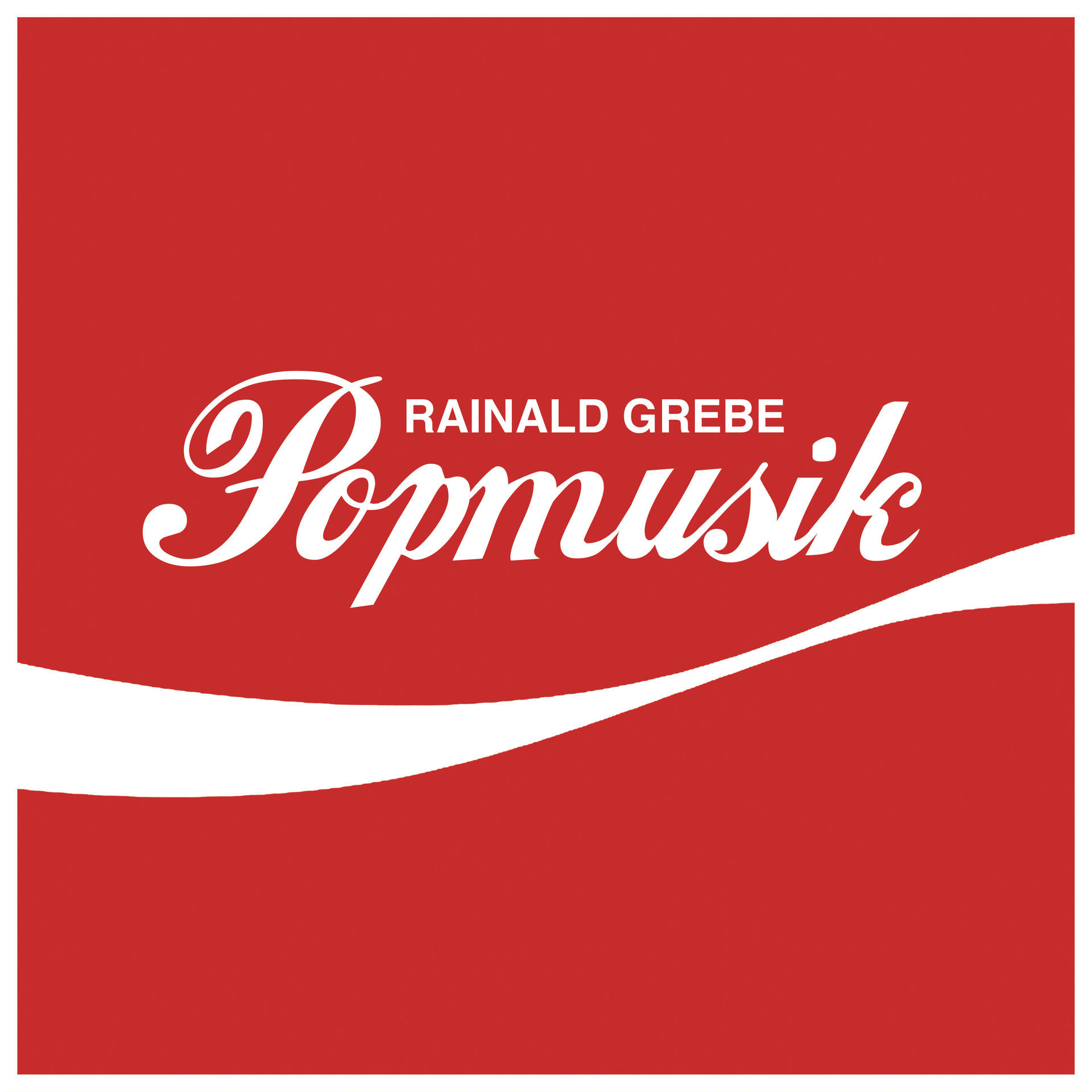 Albumcover-Design mit dem Wort 'Popmusik' in weißer Schrift auf rotem Hintergrund.