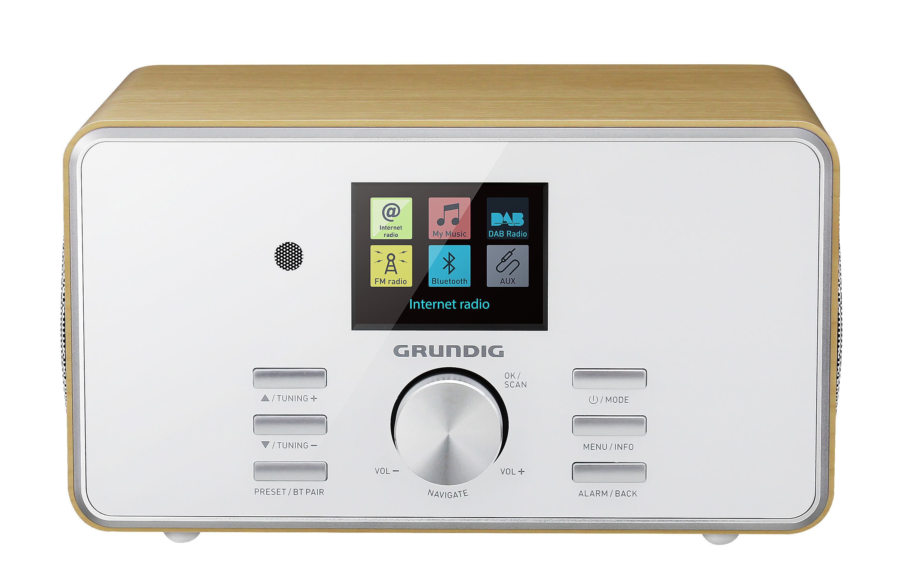 GRUNDIG DTR 5000 X Internetradio, DAB, Internet FM, DAB+, Bluetooth, FM, Radio, AM, Radio, Holzfarben/Weiß AM, Internet DAB