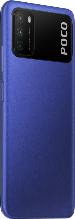 Funda azul Poco M3 Pro, con área de cámara.
