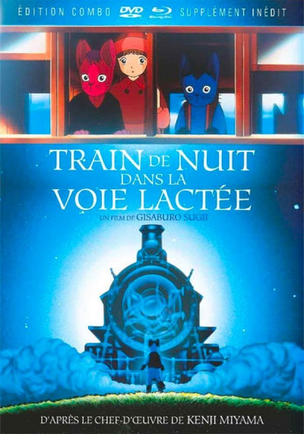 Jaquette de DVD d'un film en français avec des personnages animés dans un train.
