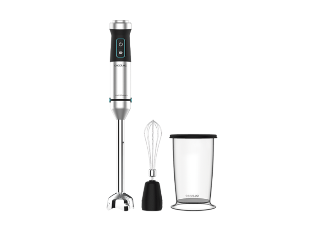 Batidora de mano - Cecotec Power TitanBlack 1500 XL Cream, 1500 W, Turbo, Vaso medidor 800 ml, Inox