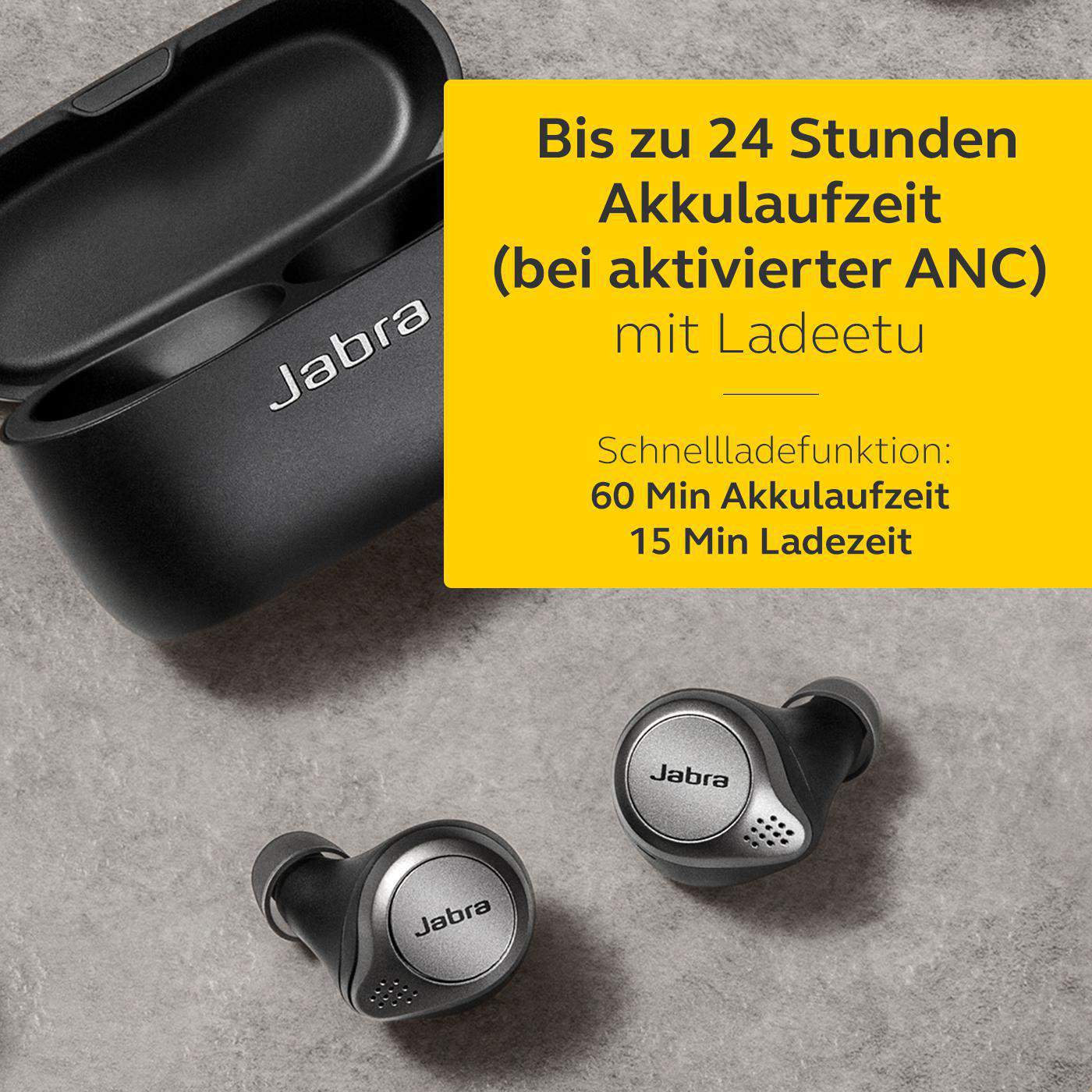 JABRA Elite 75t mit ANC, In-ear Kopfhörer Bluetooth Titan Schwarz