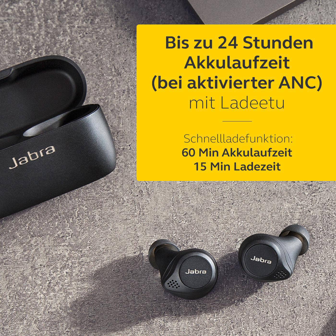 mit Kopfhörer JABRA 75t Bluetooth Elite Schwarz In-ear ANC,