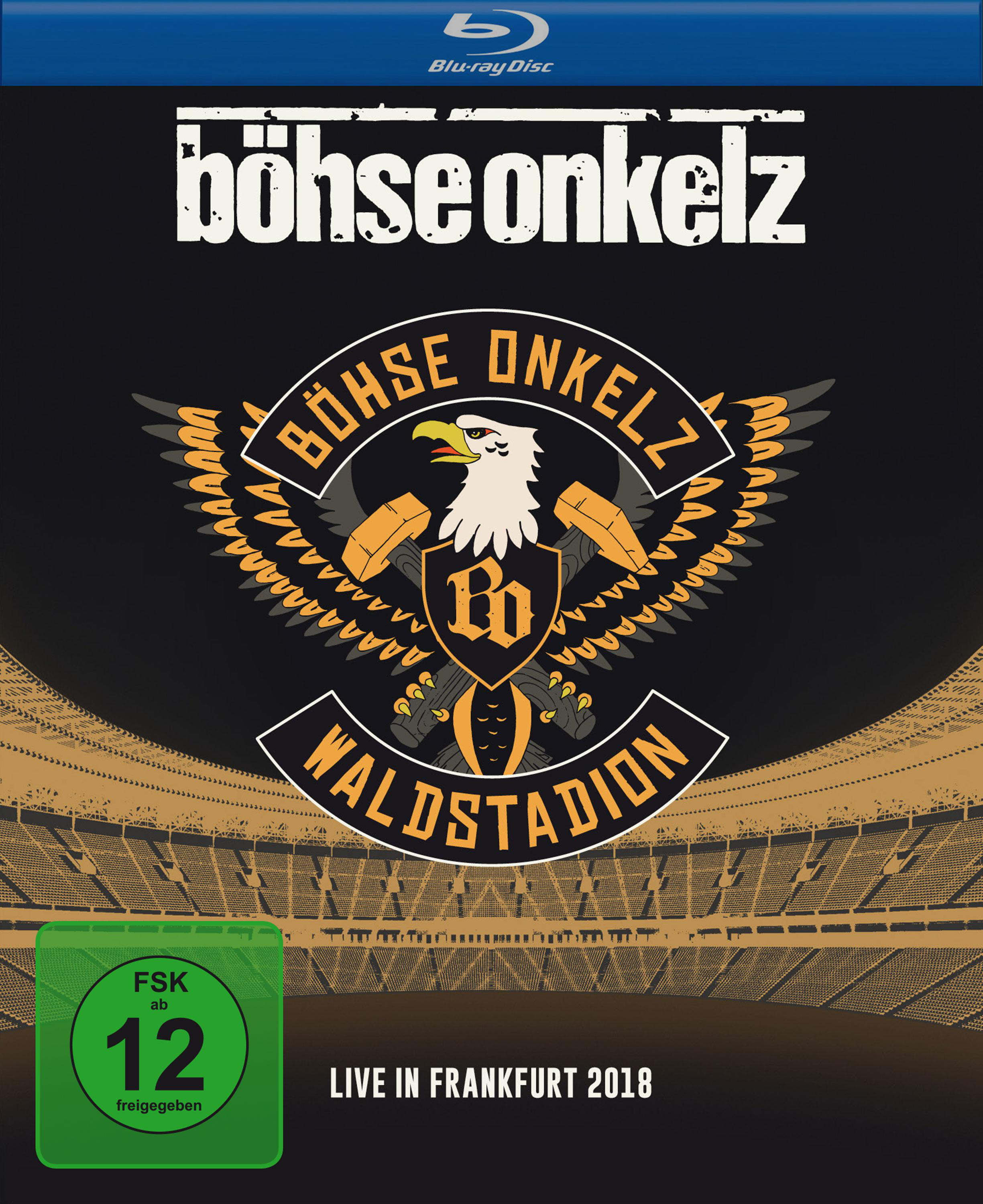 Blu-ray-Cover: ein schwarz-goldener Adler mit Stadionhintergrund.