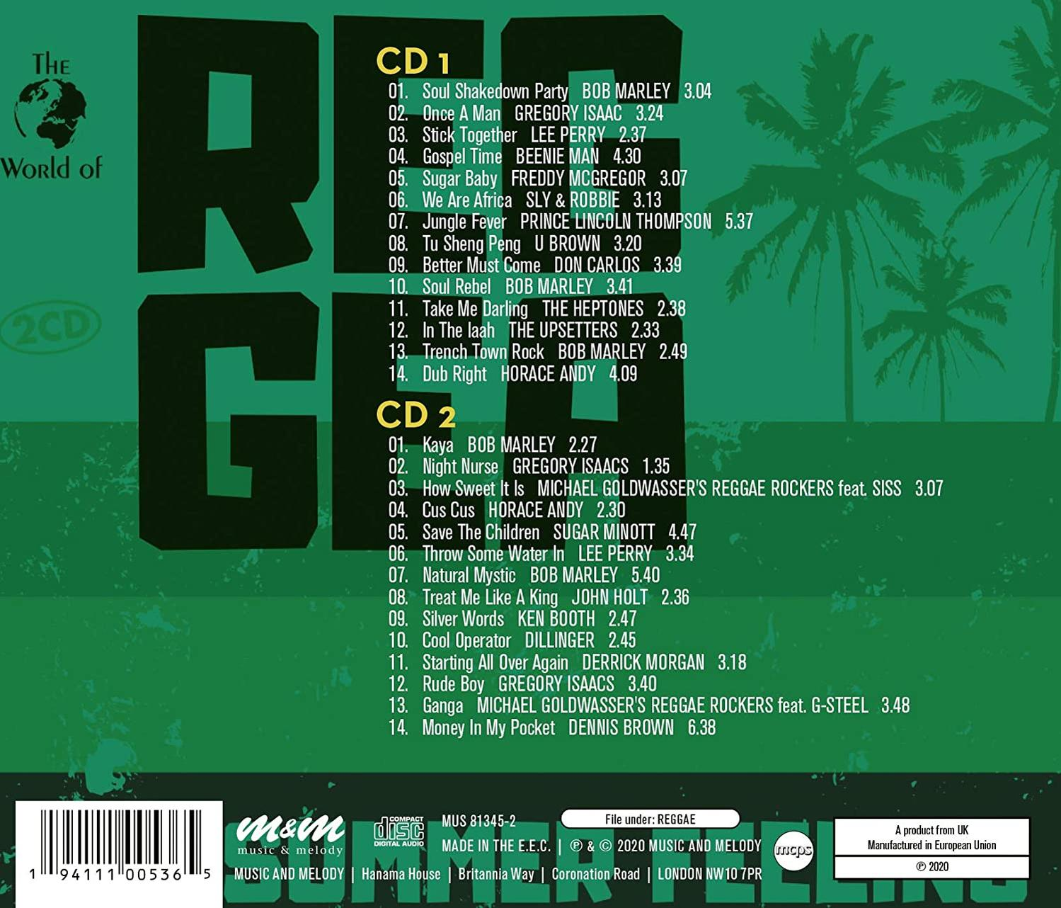 CD-Rückseite. Grün mit weißem Text, der Songs und Credits auflistet.