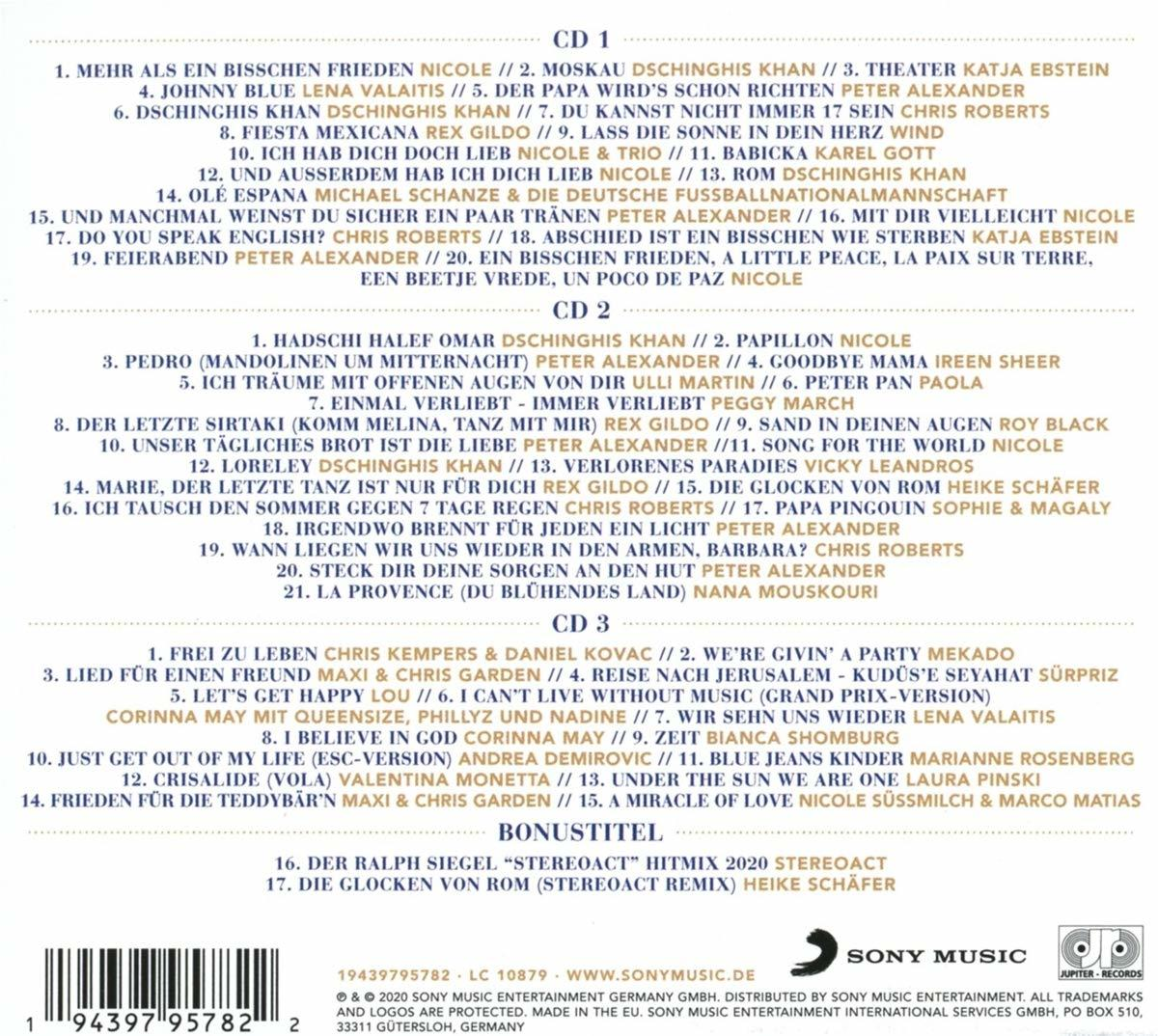 CD-Album mit Trackliste und Credits, mit Sony Music Logo.