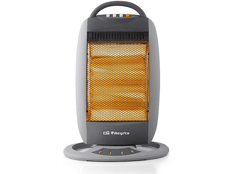 Estufa eléctrica - Orbegozo BP 5008, Halógena, 1200W, Oscilante 70º, Asa de transporte, Silenciosa, Gris