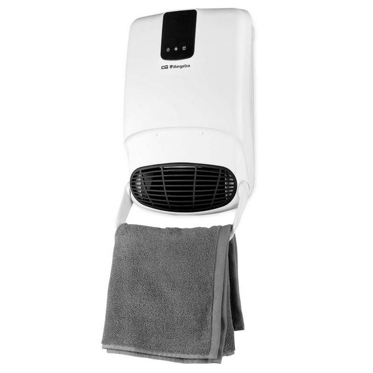 Calefactor - Orbegozo FB 2200, 2000W, IP23, 2 potencias, Toallero, Modo ventilador, Programable, Blanco