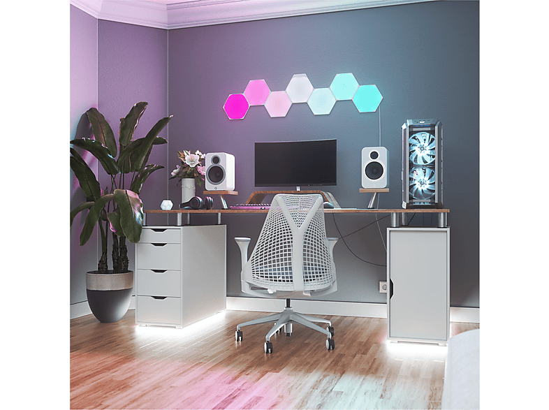 Nanoleaf Shapes Hexagons Smart Lighting Panel Starter Kit, 9 Panels (NL42-0002HX-9PK) Light Panels Weiß Starter Kit mit 9 Panels — Foto 5 von 5